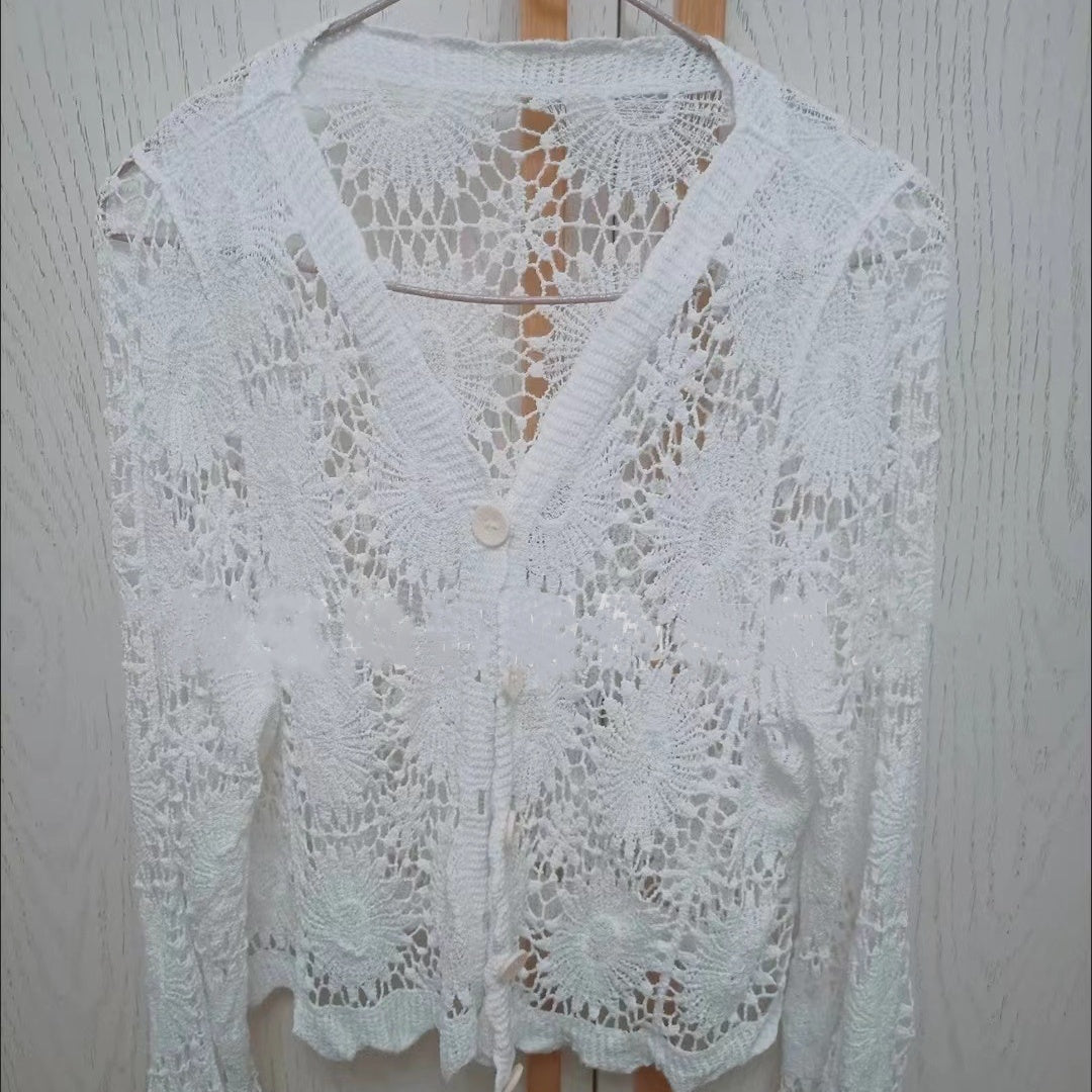 Laria | Elegant Lace V-Neck Long-Sleeve Top