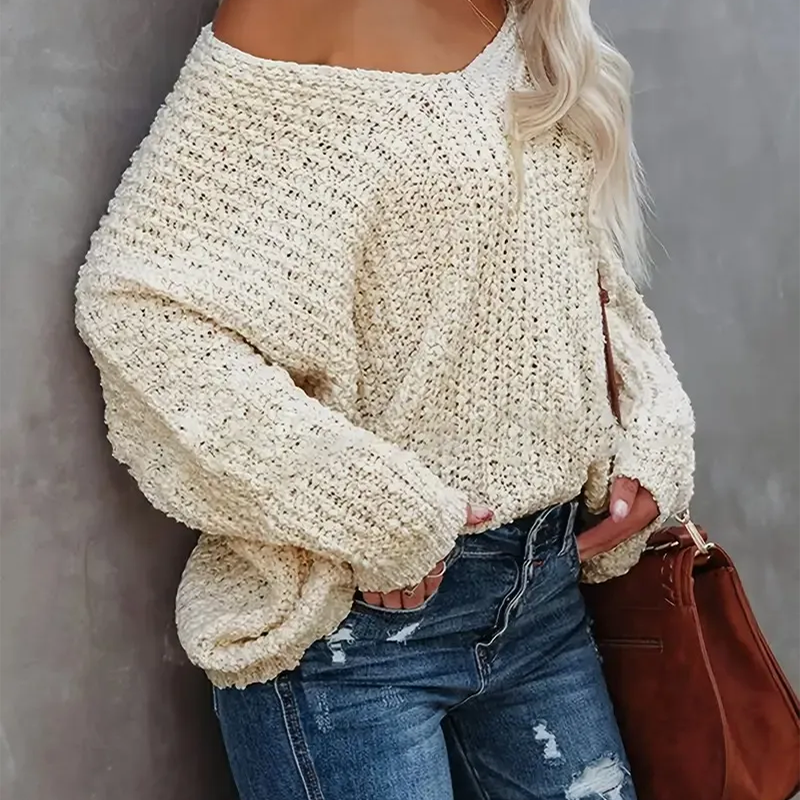 Harper | Oversized Double V-Neck Knit Sweater