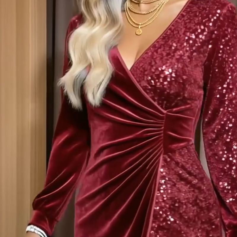 Isabelle | Long-Sleeve Sequin Dress