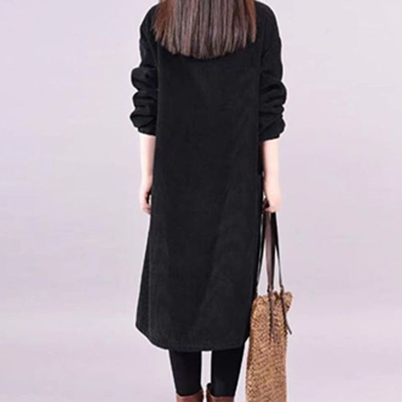 Helena | High-Neck Loose Corduroy Maxi Dress